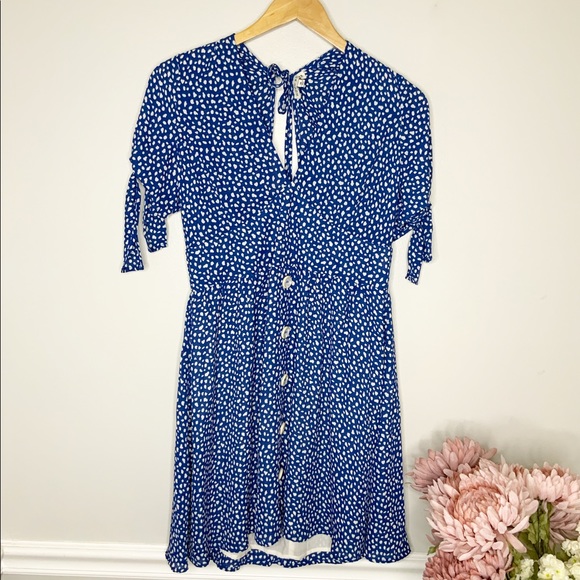 ANTHROPOLOGIE Moon River Spotted Blue Button Dress - Picture 2 of 12